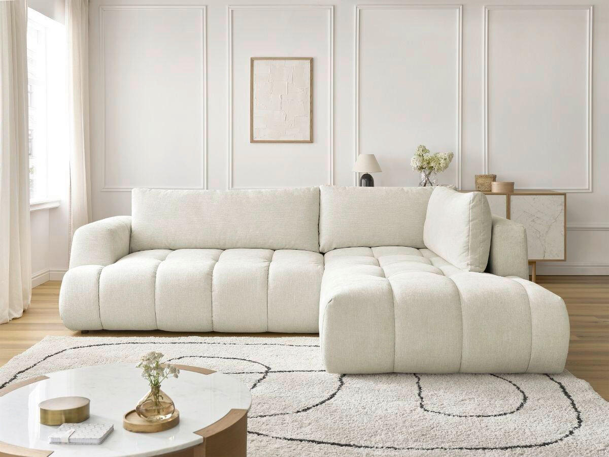 ECKSCHLAFSOFA FUJI Leinenoptik Beige  inkl.  - Beige/Schwarz, MODERN, Kunststoff/Textil (282/204cm)