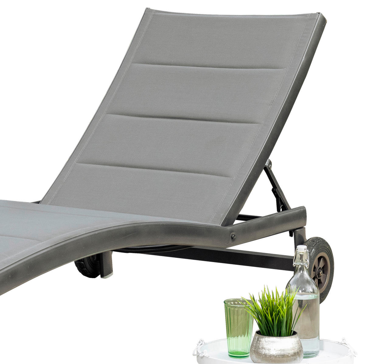 GARTENLIEGE 70/37,5/207 cm  - Graphitfarben/Grau, KONVENTIONELL, Textil/Metall (70/37,5/207cm) - Gardenson