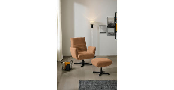 SESSEL in Chenille Aprikose  - Aprikose/Schwarz, Design, Textil/Metall (60/94/86cm) - Dieter Knoll