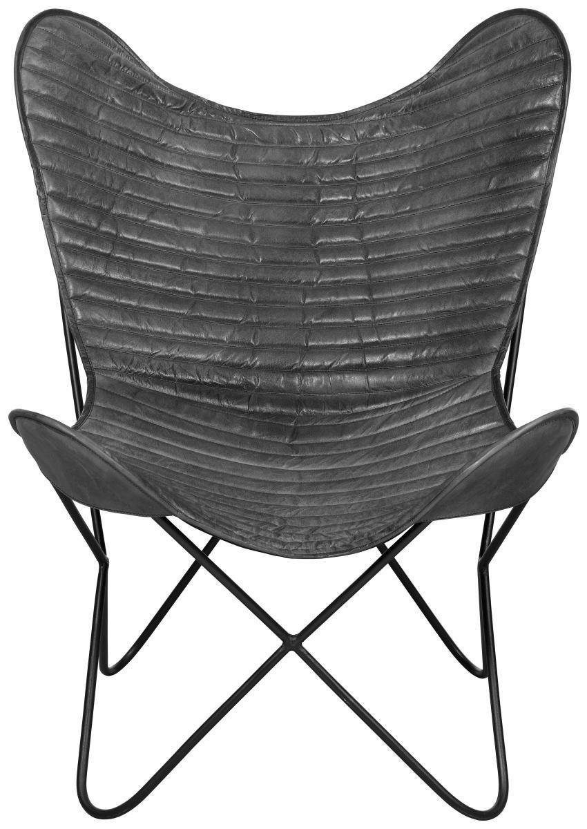 FOTELJA 72/78/92 cm , crna  - crna, Trendi, koža/metal (72/78/92cm) - Ambia Home