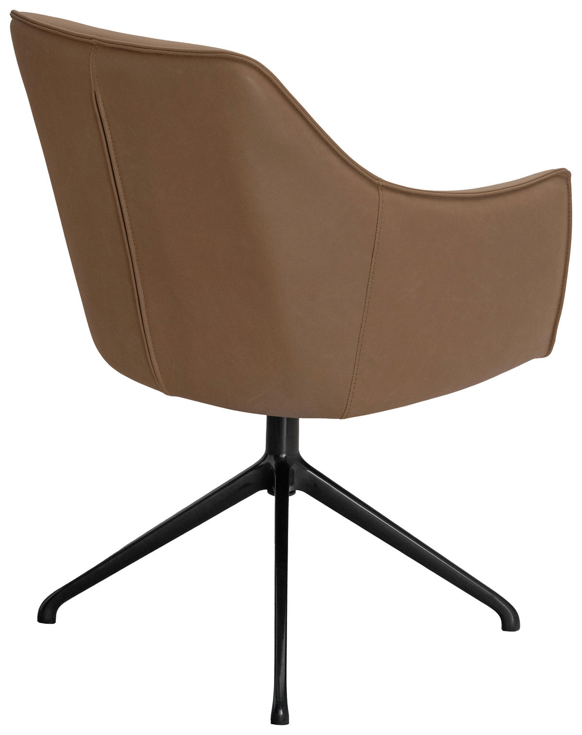 ARMLEHNSTUHL  Sitzfläche 360° drehbar, inklusive Armlehnen, automatische Rückholfunktion  Echtleder  Schwarz, Taupe  - Taupe/Schwarz, Design, Leder/Metall (62/86/61cm) - Dieter Knoll