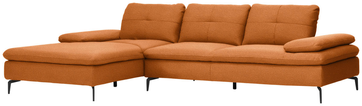 ECKSOFA in Webstoff Orange  - Schwarz/Orange, Design, Textil/Metall (179/301cm) - Chilliano
