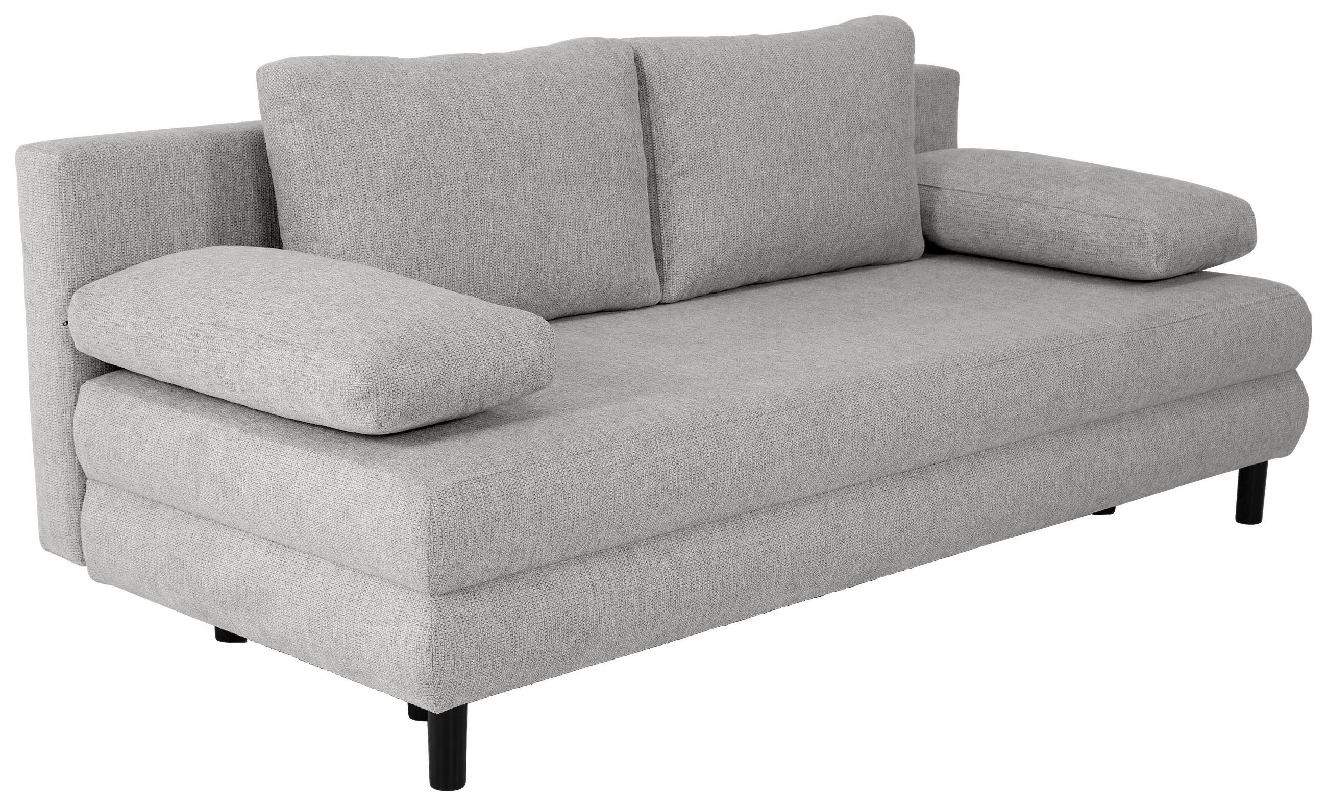 SCHLAFSOFA in Textil Hellgrau  - Hellgrau/Schwarz, Design, Textil/Metall (197/84/92,5cm) - home24