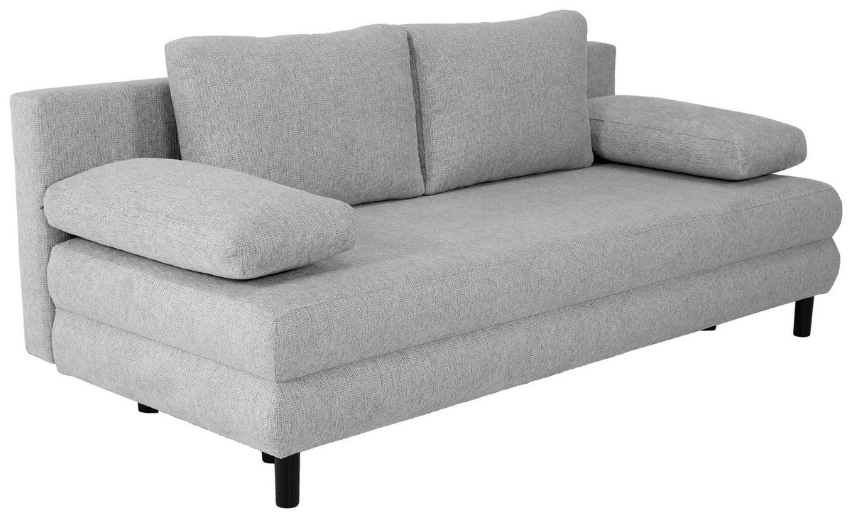SCHLAFSOFA  mit Webstoff Hellgrau  - Hellgrau/Schwarz, Design, Textil/Metall (197/84/92,5cm) - home24