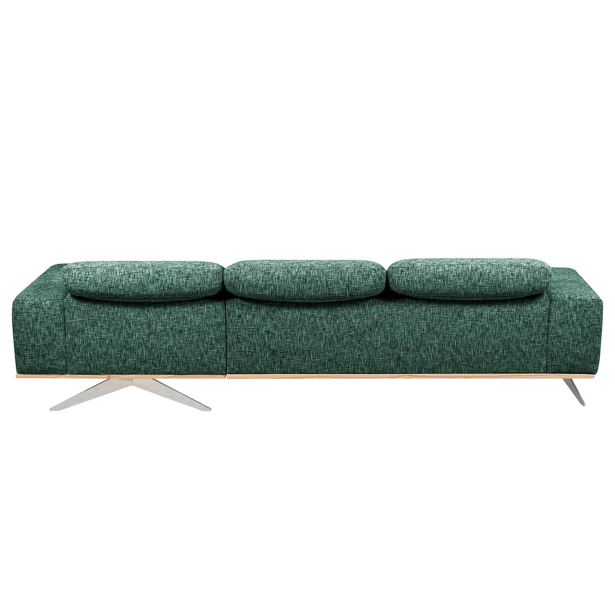 ECKSOFA PORTLAND in Struktur Grün Kopfteilverstellung  295/187 cm  - Chromfarben/Grün, Design, Holz/Textil (295/187cm) - Livetastic