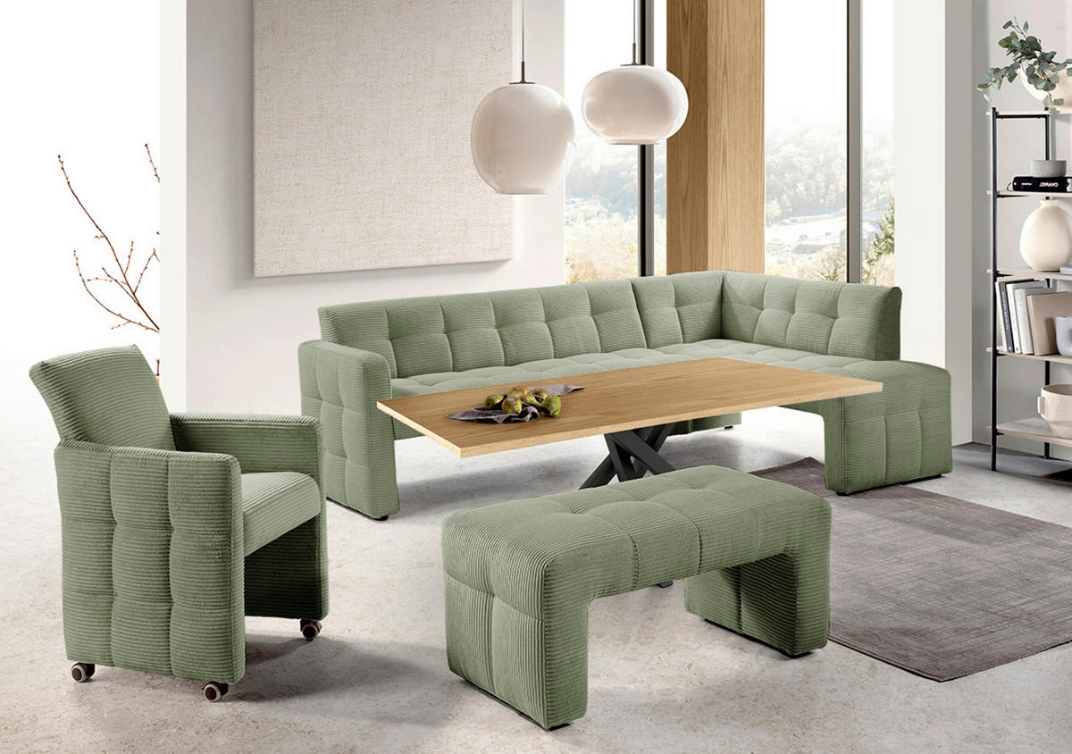 ECKBANK 245/157 cm  in Mintgrün  - Schwarz/Mintgrün, MODERN, Holz/Holzwerkstoff (245/157cm) - Livetastic