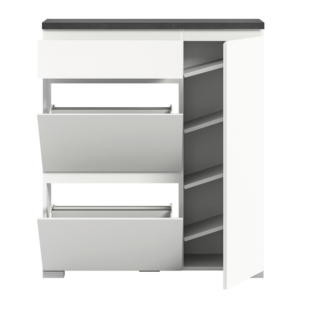 SCHUHSCHRANK  in 95/109/27 cm  - Silberfarben/Weiß, MODERN (95/109/27cm)