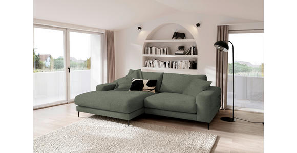 ECKSOFA  in Flachgewebe Grün Rücken echt  177/253 cm  - Schwarz/Grün, Design, Textil/Metall (177/253cm) - Dieter Knoll