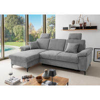 ECKSOFA Chenille Grau  - Schwarz/Grau, Konventionell, Textil/Metall (151/245cm) - Livetastic