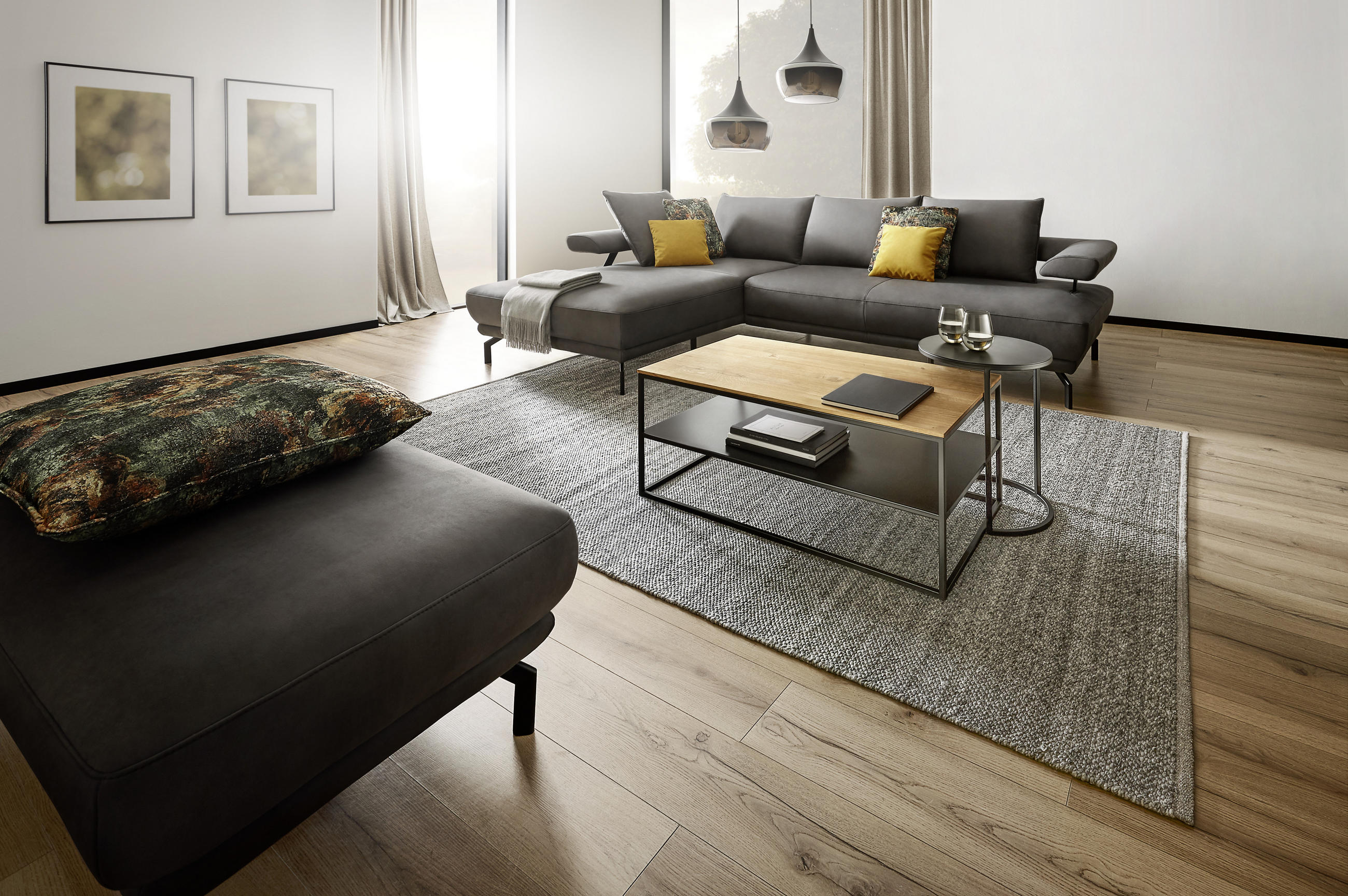 COUCHTISCH Wildeiche massiv 100/60/41,5 cm rechteckig Schwarz, Eichefarben  - Eichefarben/Schwarz, Design, Holz/Metall (100/60/41,5cm) - Johann Jakob