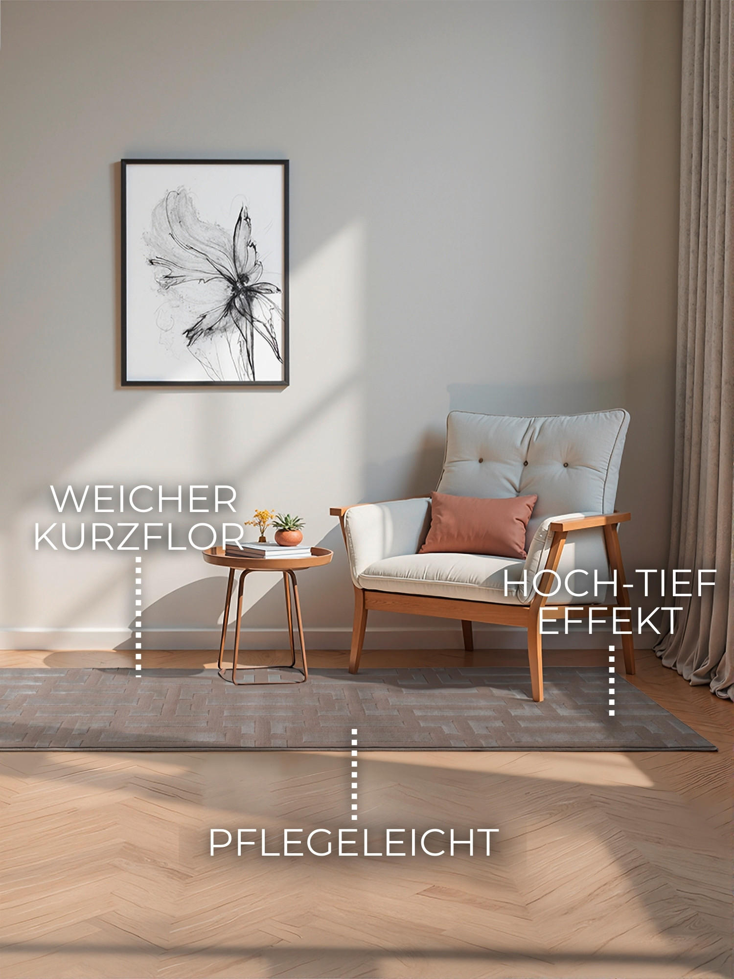 LÄUFER 80/240 cm Perles  - Beige/Creme, Design, Kunststoff (80/240cm) - Elle Decoration