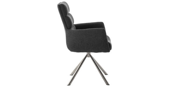 ARMLEHNSTUHL in Edelstahl Webstoff - Edelstahlfarben/Anthrazit, Design, Textil/Metall (61/90/64cm) - Dieter Knoll