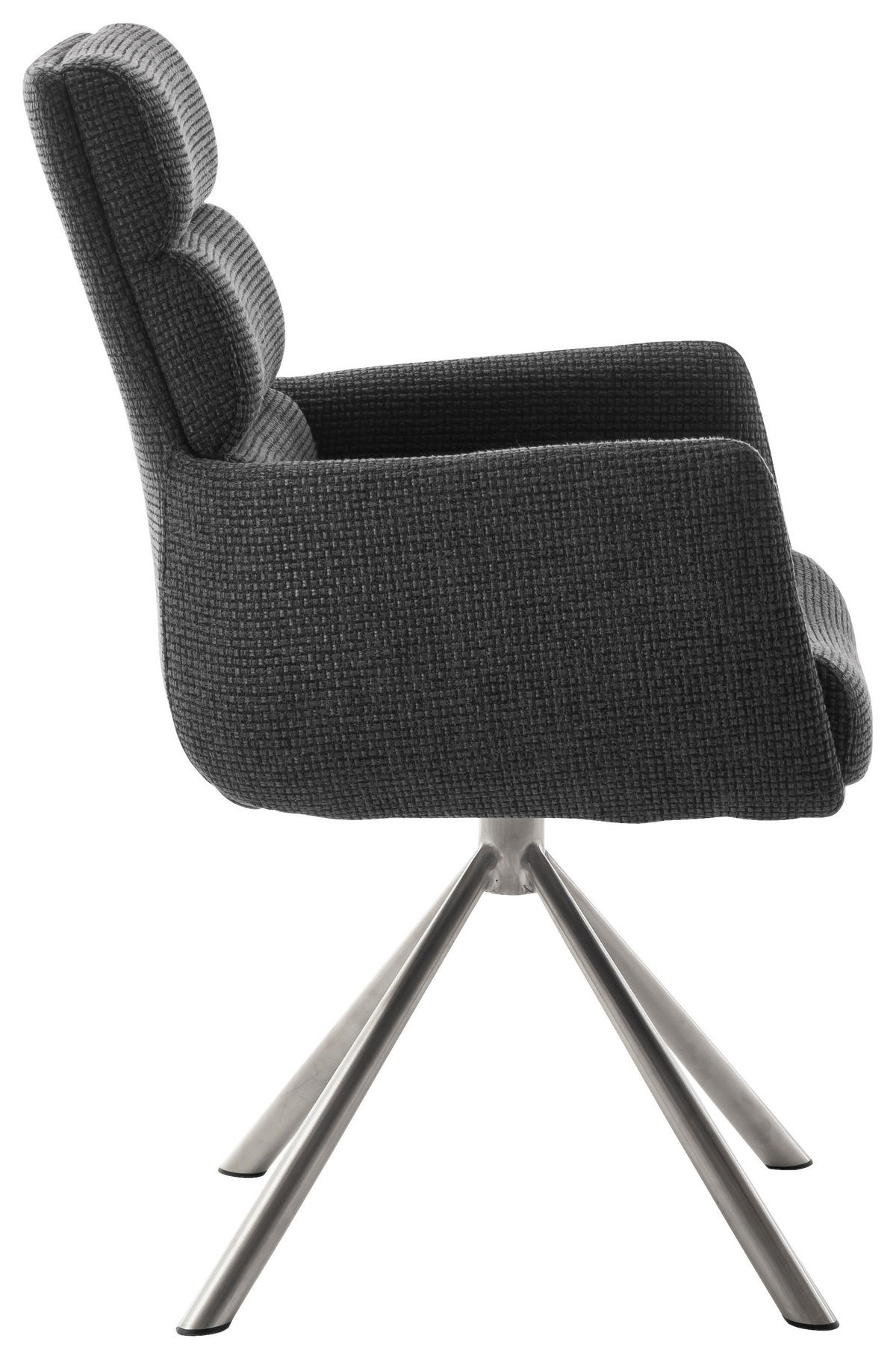 ARMLEHNSTUHL  in Edelstahl Webstoff  - Edelstahlfarben/Anthrazit, Design, Textil/Metall (61/90/64cm) - Dieter Knoll