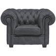CHESTERFIELD-SESSEL - Wengefarben/Grau, LIFESTYLE, Holz/Textil (115/76,5/96cm) - Landscape