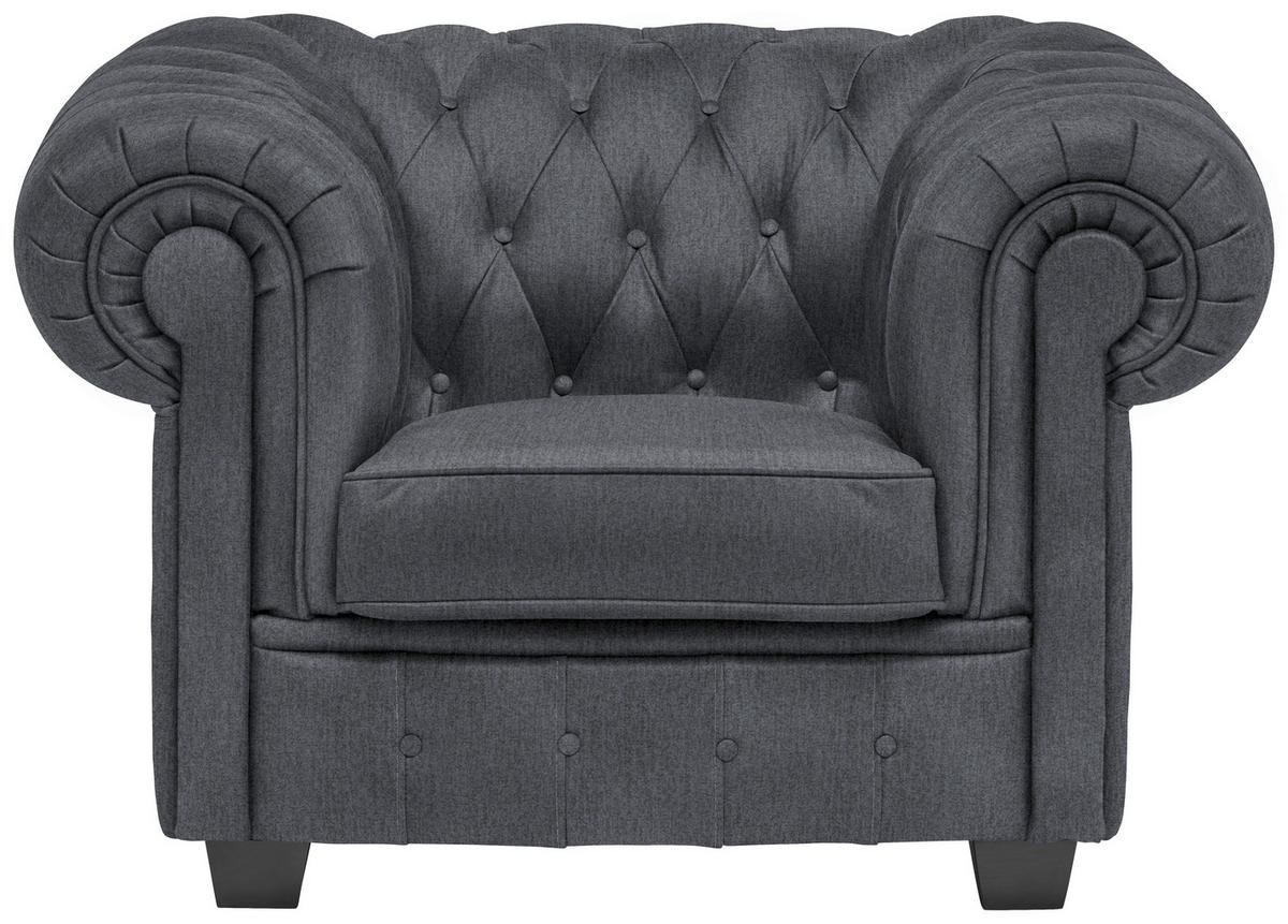 CHESTERFIELD-SESSEL - Wengefarben/Grau, LIFESTYLE, Holz/Textil (115/76,5/96cm) - Landscape