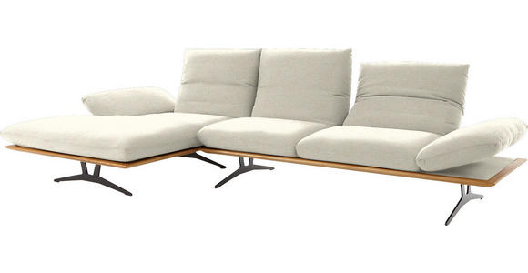 ECKSOFA in Flachgewebe Creme 159/314 cm - Creme/Schwarz, Design, Holz/Textil (159/314cm) - Dieter Knoll