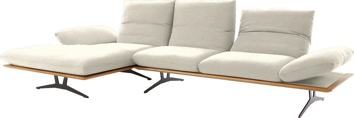 ECKSOFA in Flachgewebe Creme  159/314 cm  - Creme/Schwarz, Design, Holz/Textil (159/314cm) - Dieter Knoll