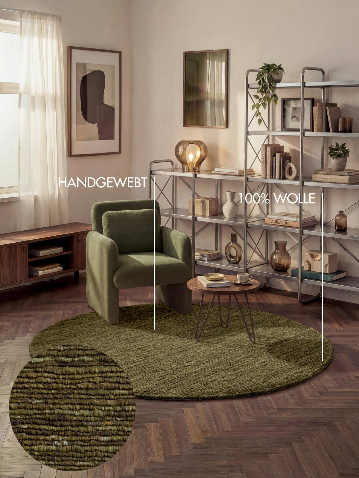 WOLLTEPPICH 160 cm Bexley Woolwich Olivgrün  - Olivgrün, Basics, Textil (160cm) - Ted Baker