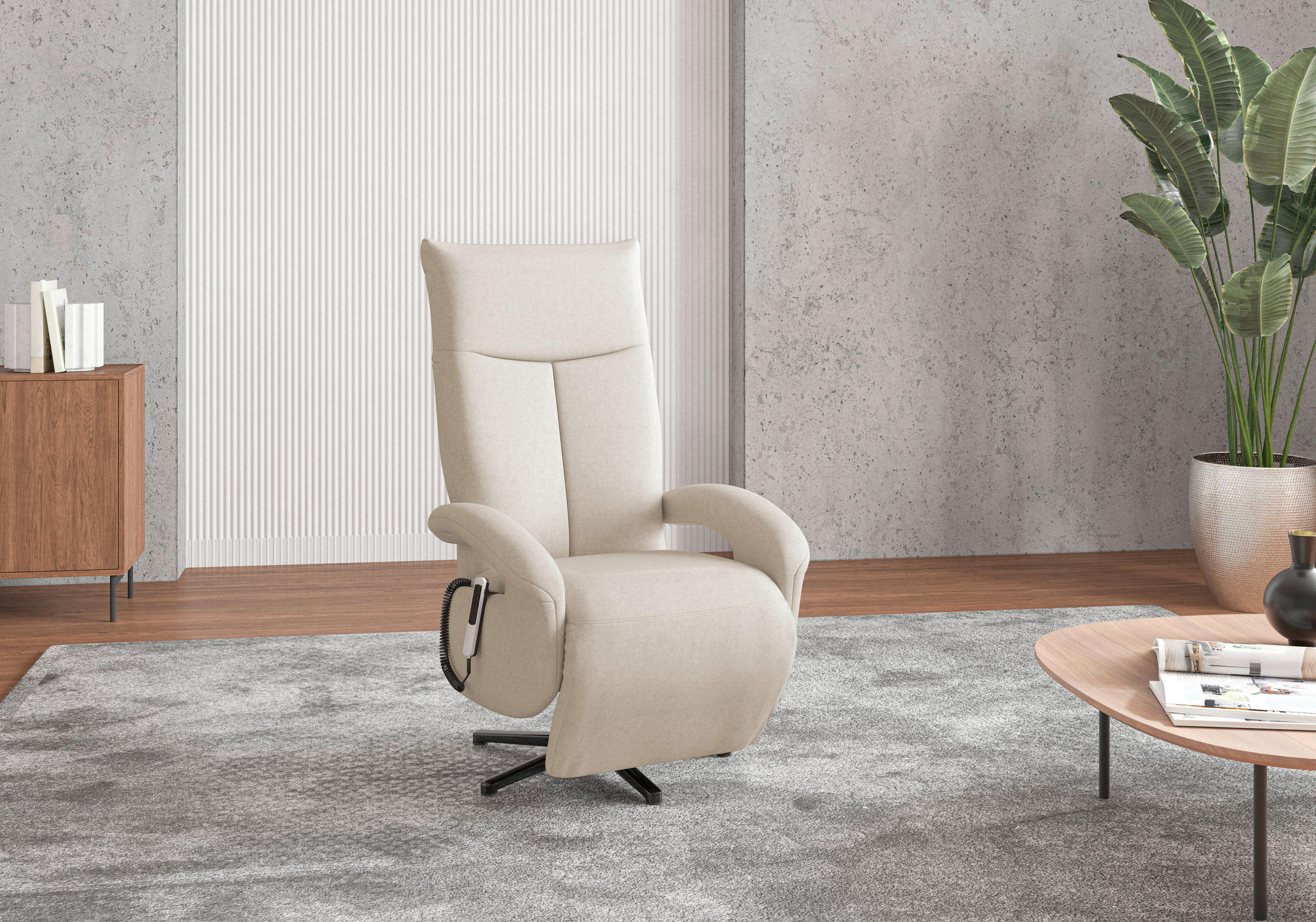 SESSEL in Flachgewebe Creme  - Creme/Schwarz, KONVENTIONELL, Textil/Metall (74/112/82cm) - Sit & More