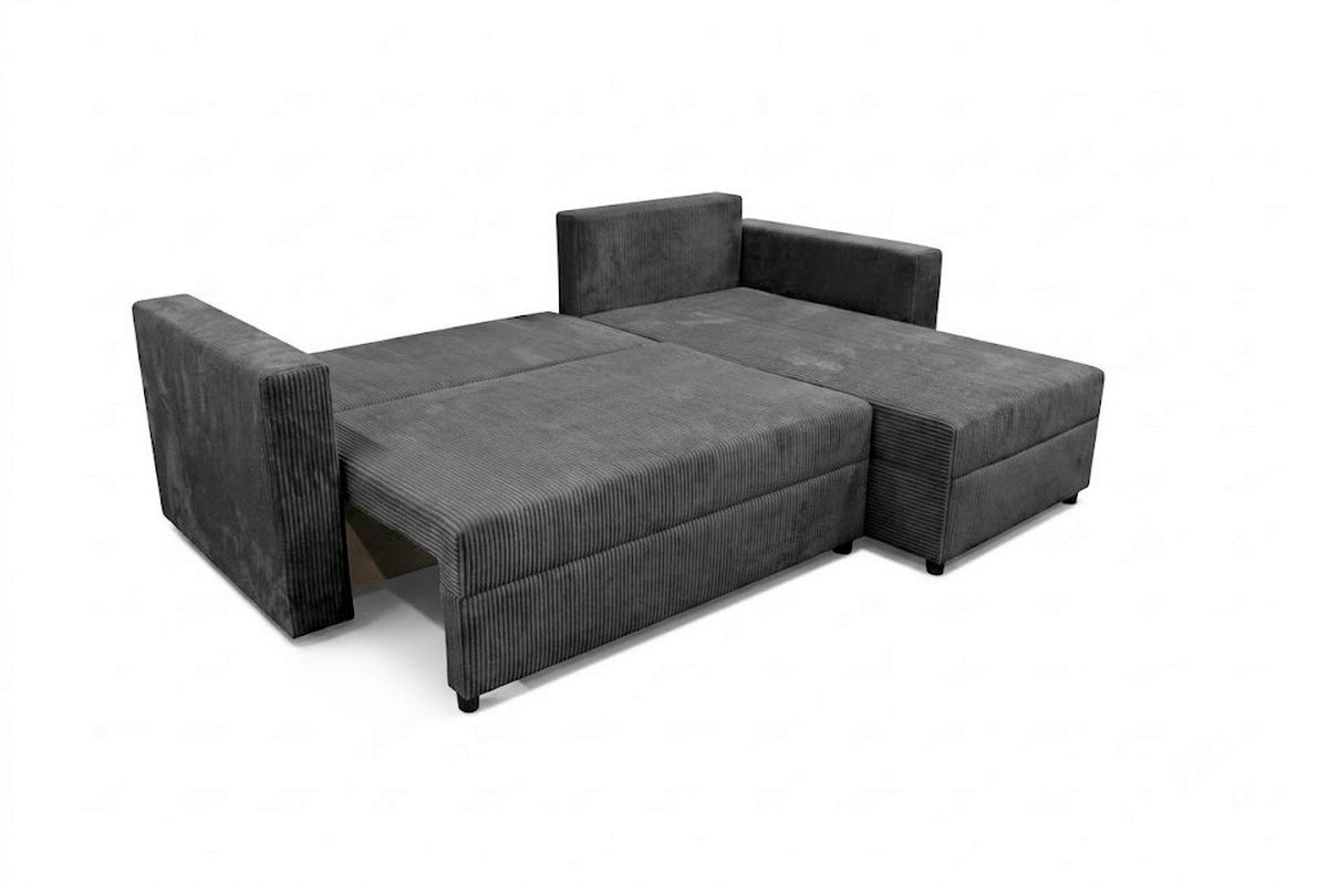 ECKSOFA TOP L Dunkelgrau Cord Rückenkissen, Bettkasten  - Dunkelgrau/Schwarz, Design, Kunststoff/Textil (230/156cm) - MID.YOU