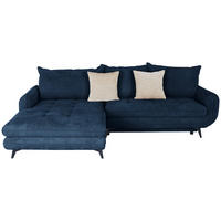 ECKSOFA  Struktur Dunkelblau  - Beige/Schwarz, Modern, Textil/Metall (189/266cm) - MID.YOU