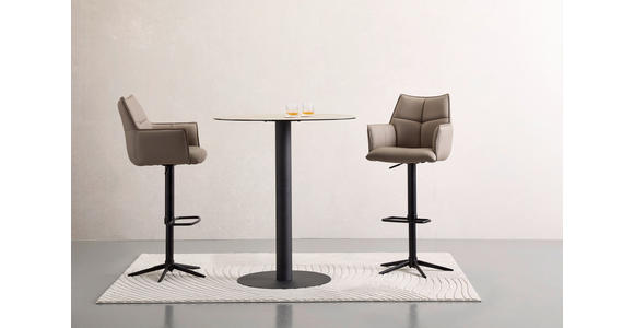 BARHOCKER in Metall, Leder Schwarz, Taupe - Taupe/Schwarz, Design, Leder/Metall (54/96-121/56cm) - Novel