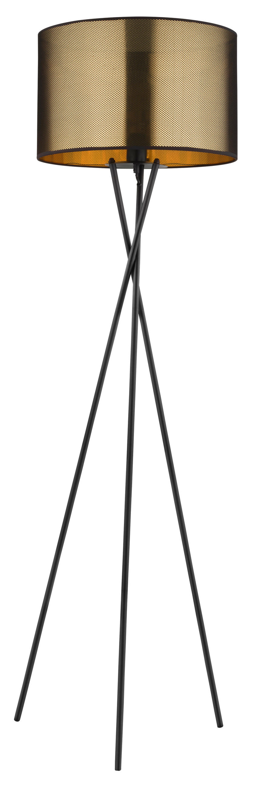 STEHLEUCHTE - Goldfarben/Schwarz, Design, Kunststoff/Textil (48,5/159cm) - Globo