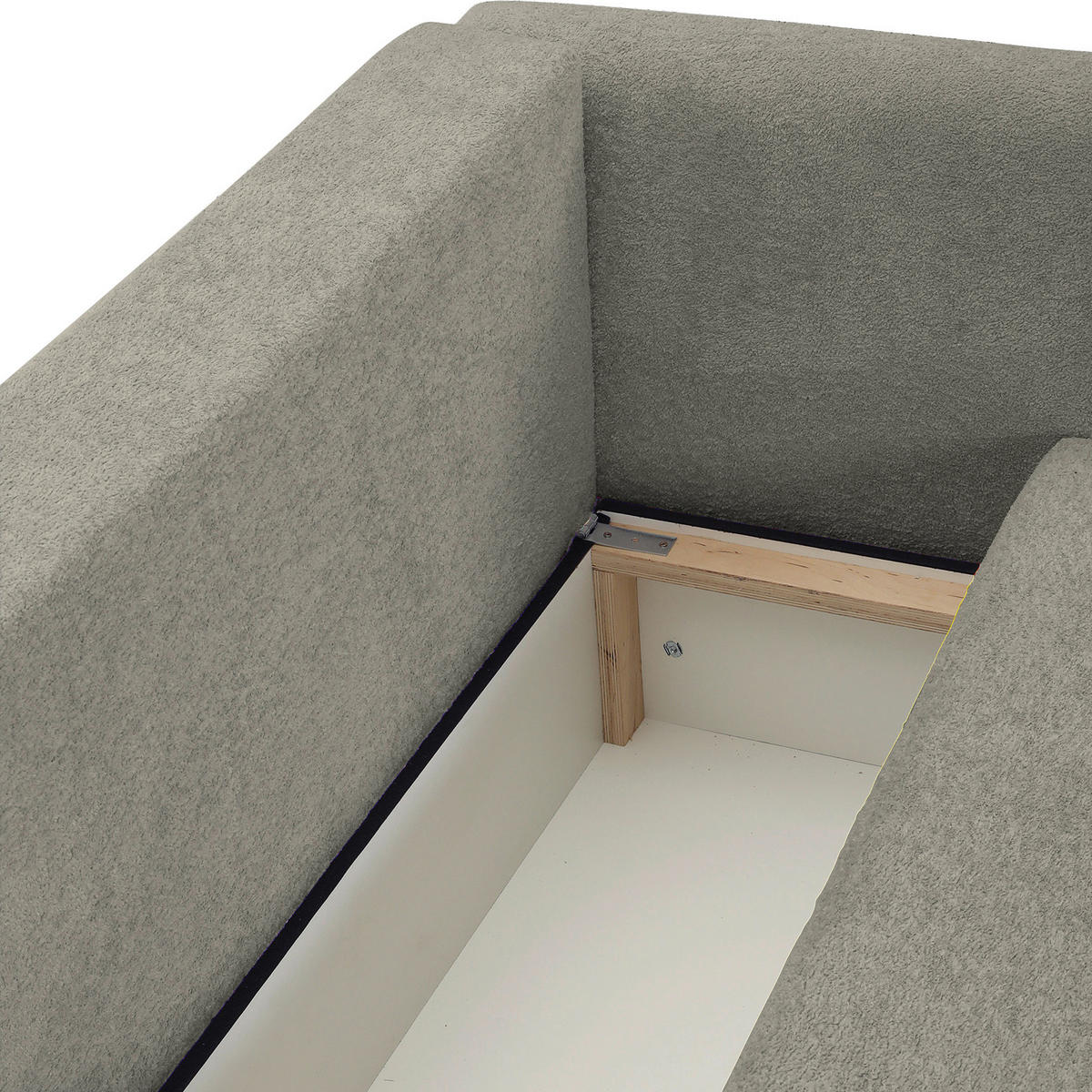 ECKSOFA Hellgrau Plüsch Zierkissen, Rückenkissen, Bettkasten, Schlaffunktion, Rücken echt, Liegefläche im Originalstoff  - Hellgrau/Schwarz, MODERN, Kunststoff/Textil (246/178cm) - Carryhome