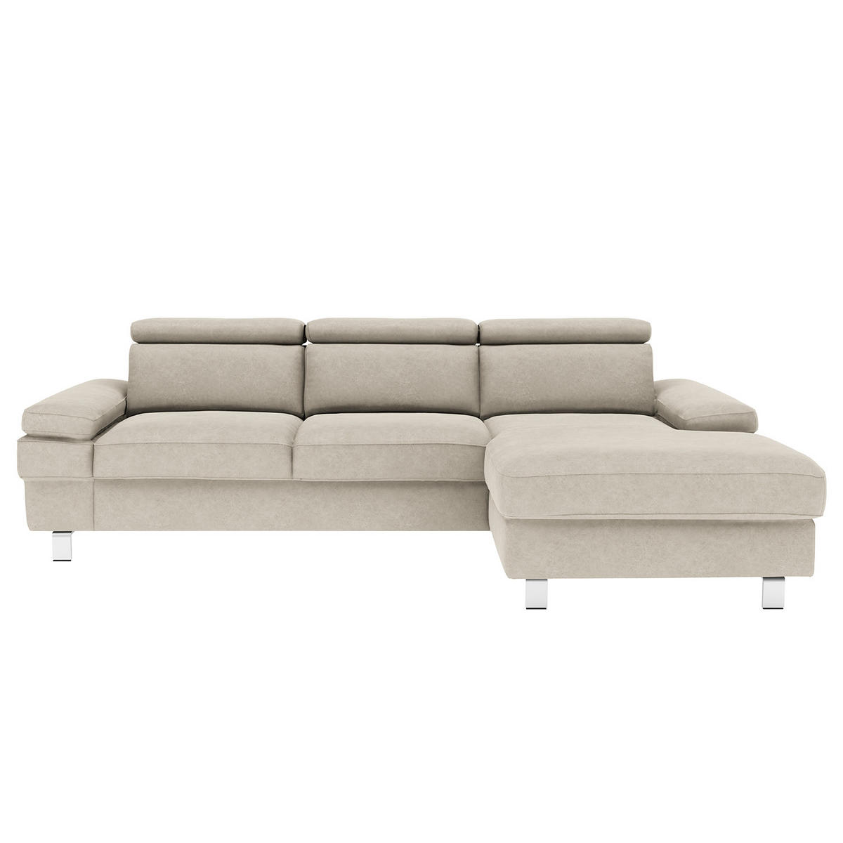 ECKSOFA in Mikrofaser Silberfarben  - Silberfarben, Konventionell, Textil/Metall (182/82/260cm) - Trendmanufaktur