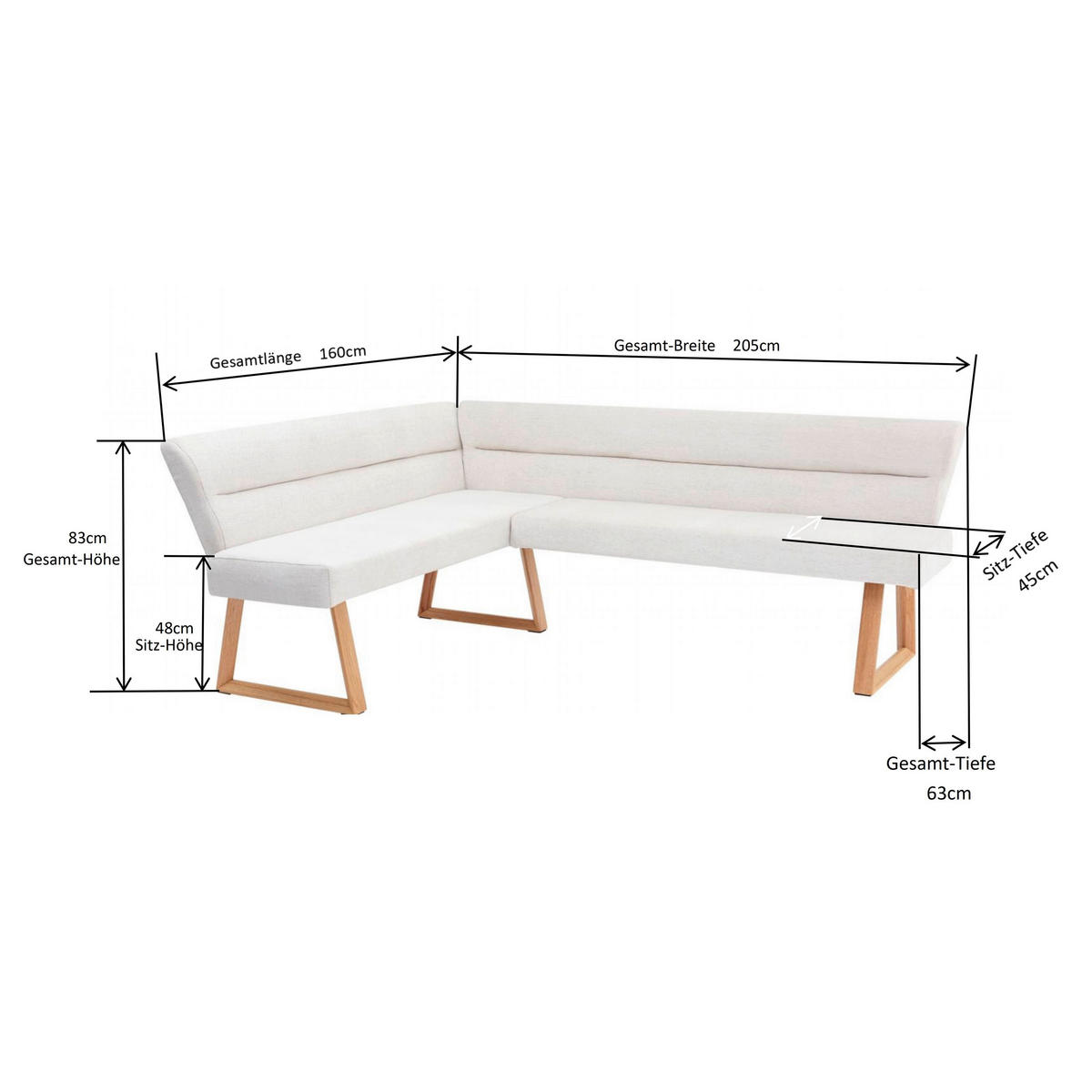 KLUPA KUTNA  boje hrasta, bež  drvo, metal, tekstil      - boje hrasta/bež, Moderno, drvo/metal (162-204/82/61cm) - Livetastic