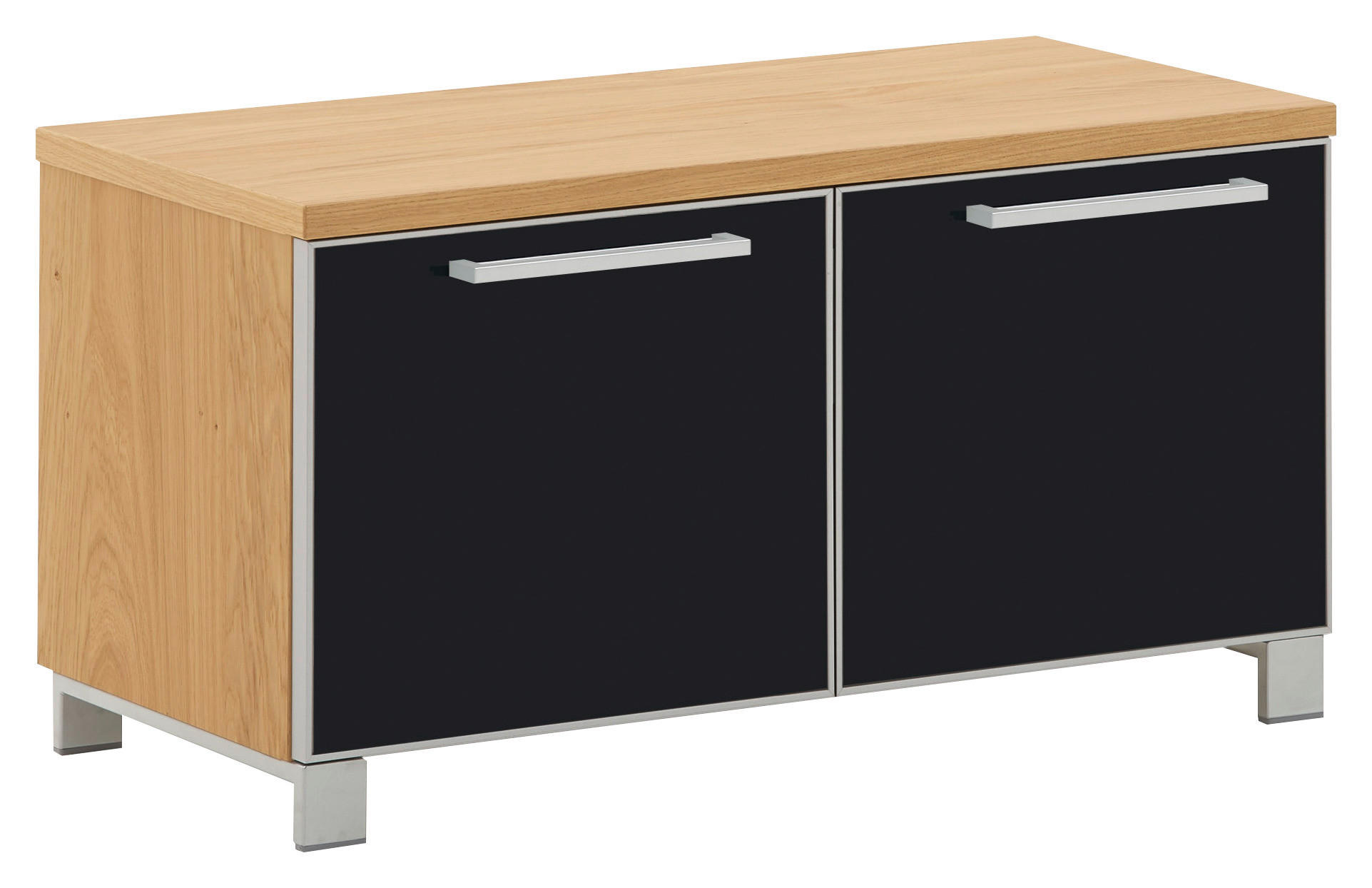 GARDEROBENBANK Eiche furniert Anthrazit, Eichefarben - Chromfarben/Eichefarben, Design, Glas/Holz (84/45/40cm)