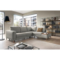 ECKSOFA in Webstoff Grau  - Eschefarben/Grau, Modern, Holz/Textil (260/90/204cm) - Trendmanufaktur