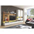 WOHNWAND Eiche furniert Eichefarben, Weiß - Edelstahlfarben/Eichefarben, Design, Glas/Holz (325/205,7/41,2-55,7cm) - Moderano