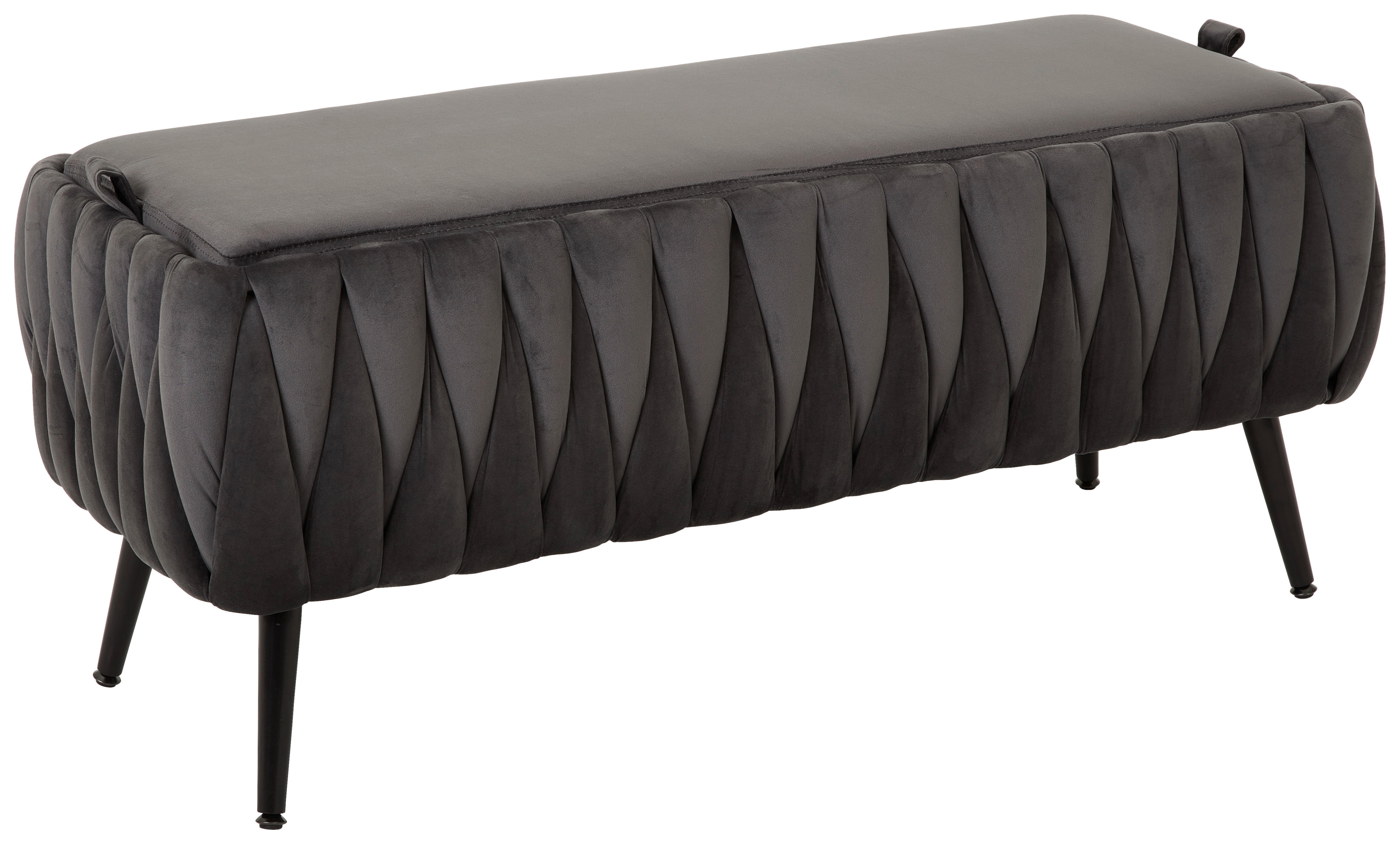 BÄNK i metall, textil svart, mörkgrå  - mörkgrå/svart, Trend, metall/textil (110/46/45cm) - Xora