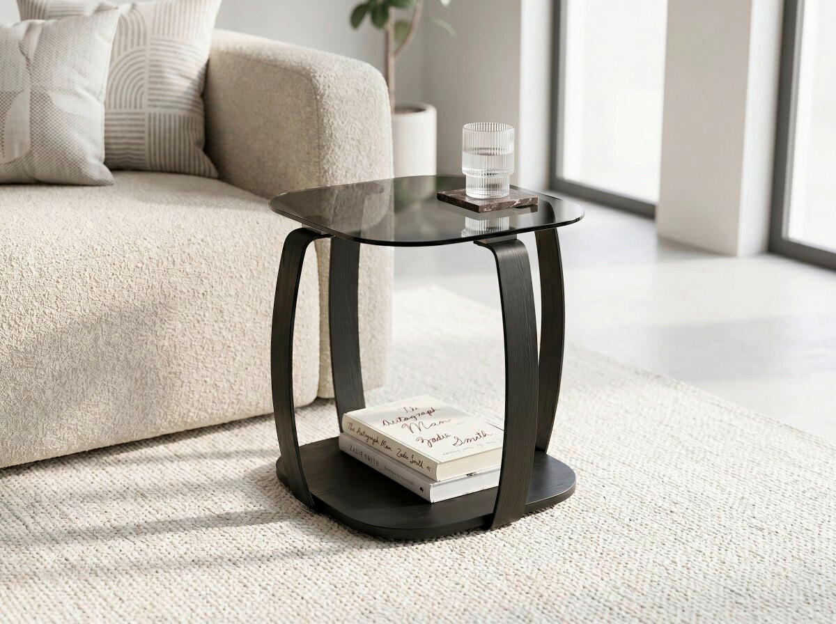COUCHTISCH Sicherheitsglas 45/45/50 cm quadratisch Schwarz  - Schwarz, Design, Glas/Metall (45/45/50cm) - Xora