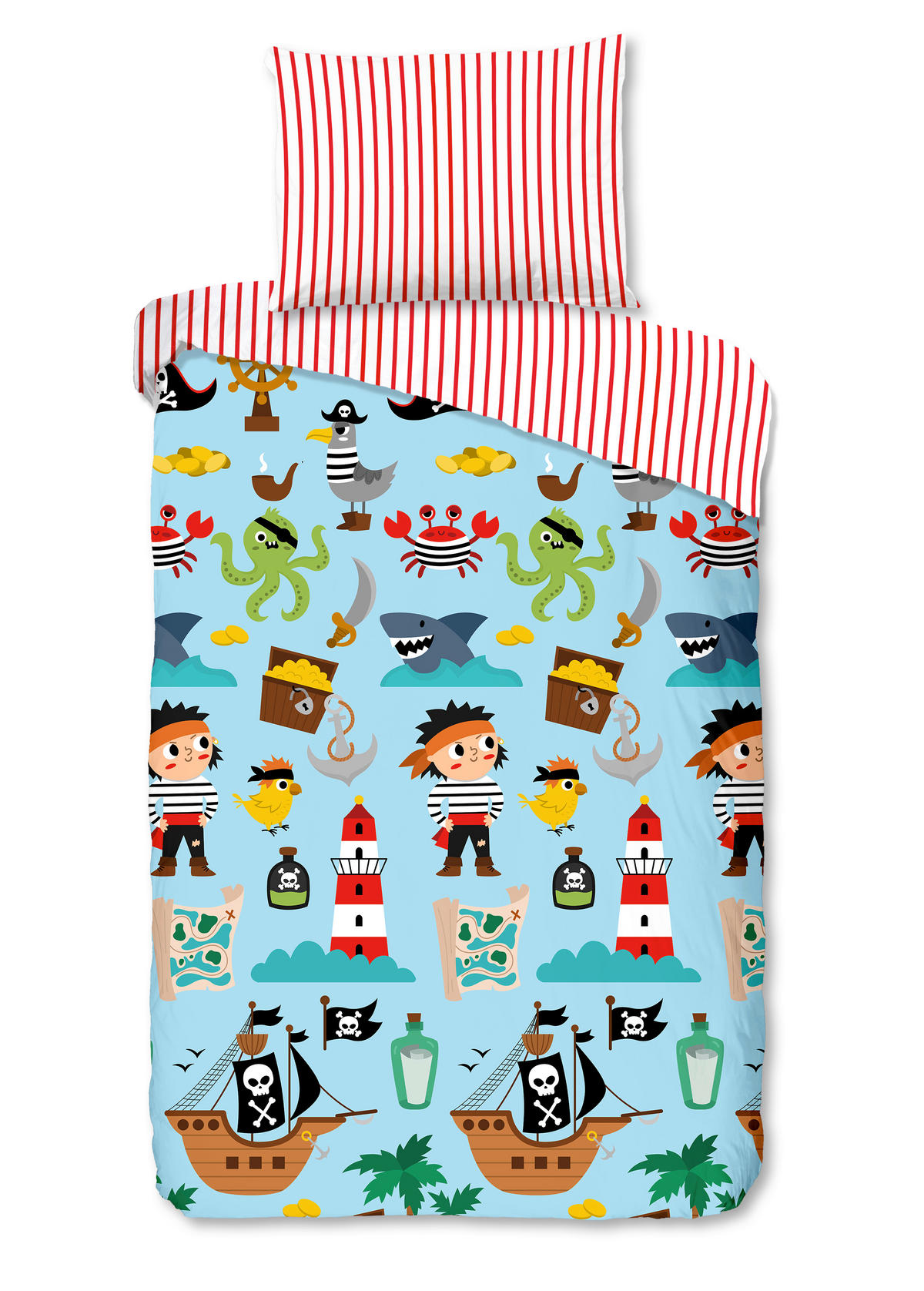 KINDERBETTWÄSCHE 140/200 cm  - Türkis/Rot, Trend, Textil (140/200cm)