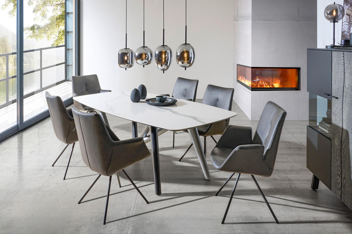 ESSTISCH in Kunststoff, Keramik 220/110/75 cm  - Anthrazit/Weiß, Design, Keramik/Kunststoff (220/110/75cm) - Dieter Knoll