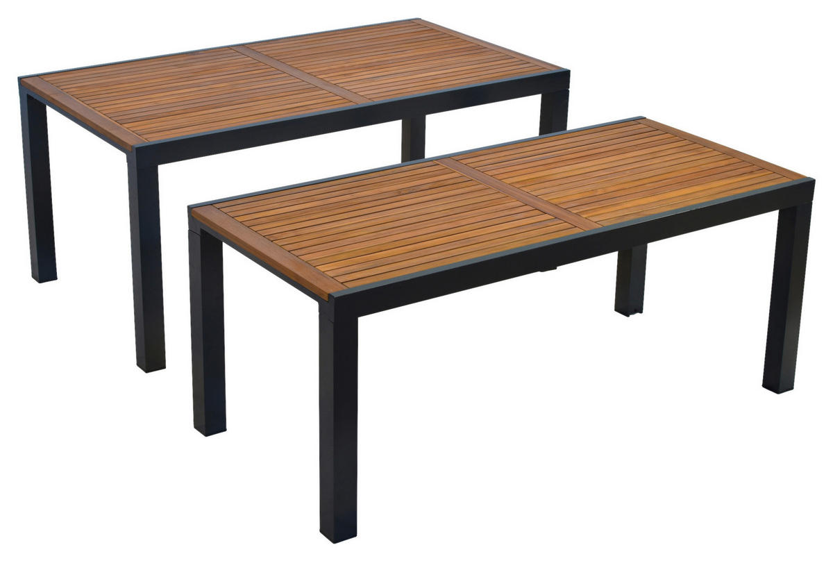 GARTENTISCH 180-300/100/80 cm Holz, Metall rechteckig  - Graphitfarben/Naturfarben, MODERN, Holz/Metall (180-300/100/80cm) - Gardenson