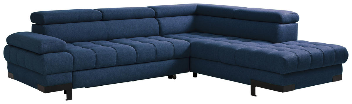 ECKSOFA Dunkelblau Webstoff  - Schwarz/Dunkelblau, Design, Textil/Metall (263/223cm) - Welnova