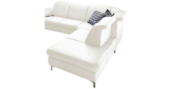 ECKSOFA in Echtleder Weiß  - Alufarben/Weiß, Design, Leder/Metall (242/289cm) - Cantus