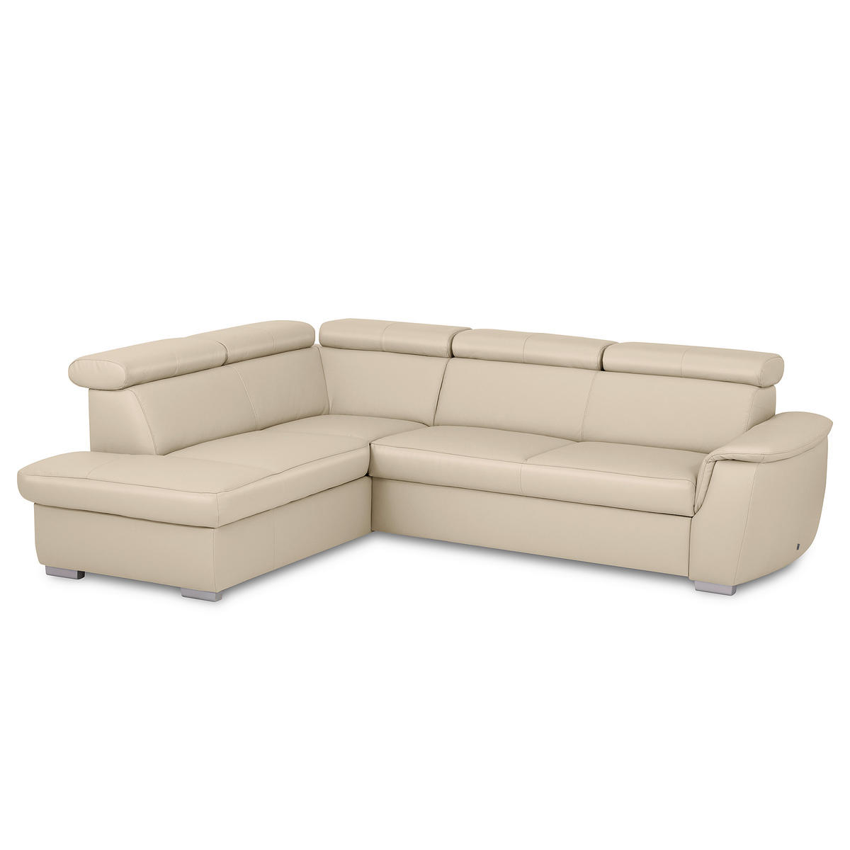 WOHNLANDSCHAFT  in Kombination Echtleder/Lederlook Grau  - Grau, Leder/Metall (211/262cm) - Celina Home
