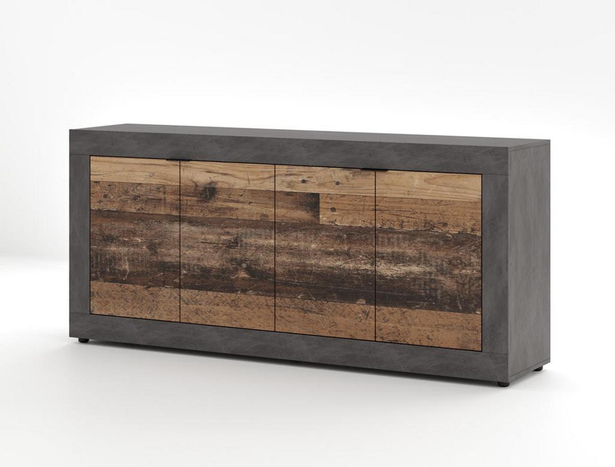 SIDEBOARD  in 180/86/42 cm  - Alteiche/Schwarz, Design, Holzwerkstoff/Kunststoff (180/86/42cm) - MID.YOU
