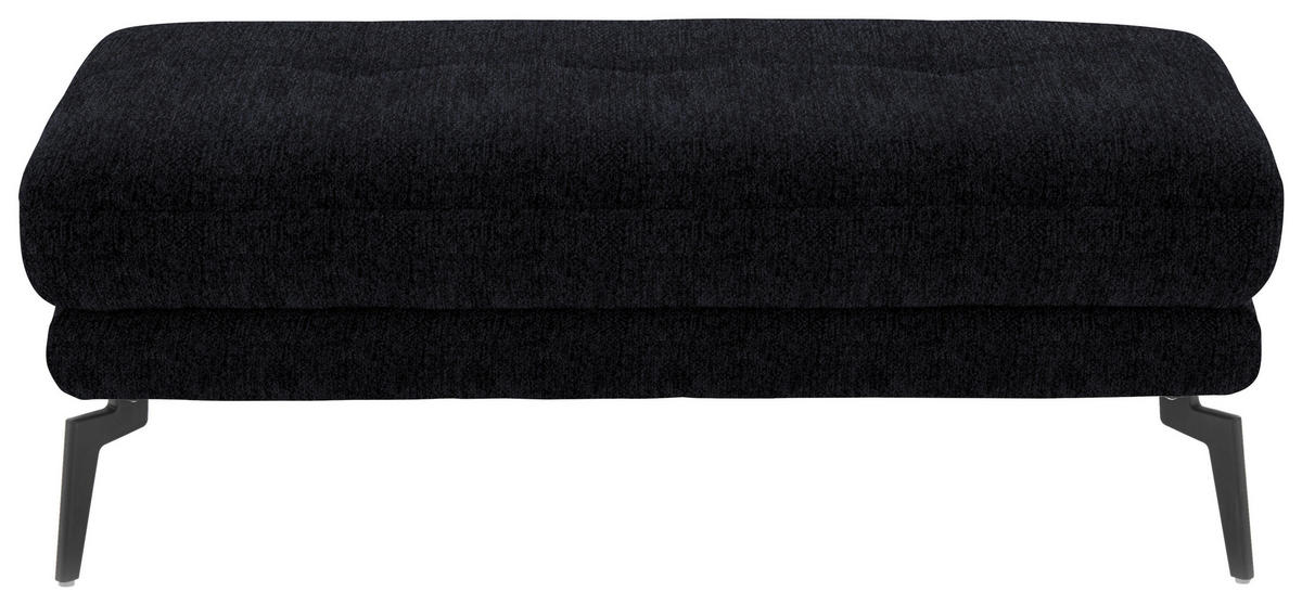 HOCKER in Textil Dunkelblau  - Schwarz/Dunkelblau, Design, Textil/Metall (132/45/68cm) - Beldomo Style