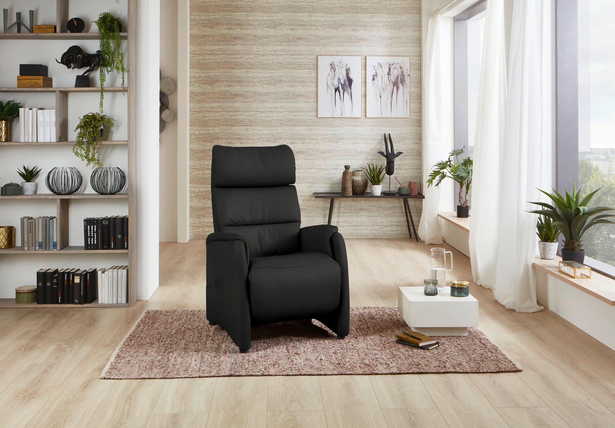 FERNSEHSESSEL in Anthrazit  - Anthrazit/Schwarz, KONVENTIONELL, Leder/Kunststoff (69/109/83cm) - Cantus