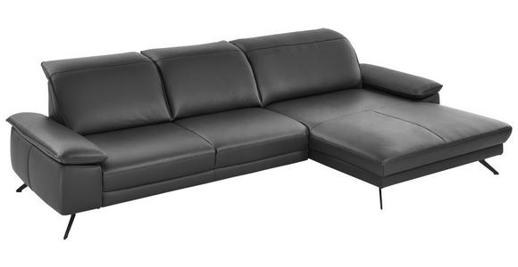 ECKSOFA Anthrazit Echtleder  - Anthrazit/Schwarz, Design, Leder/Metall (328/193cm) - Dieter Knoll