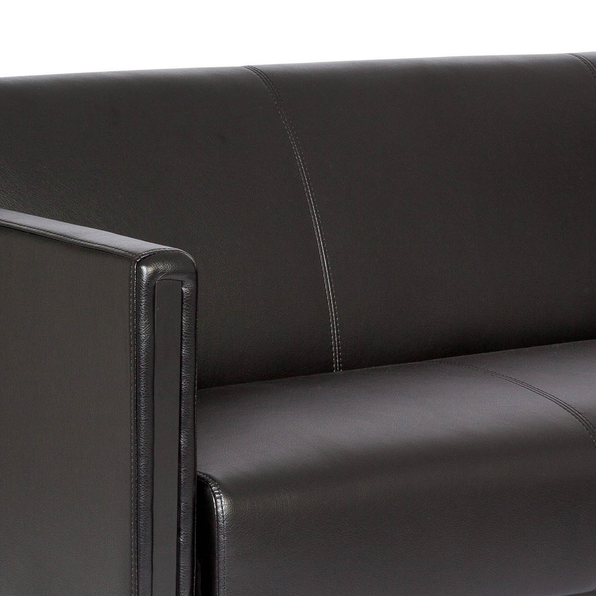 3-SITZER-SOFA Lederlook Schwarz  - Schwarz, MODERN, Textil/Metall (159/78/71cm) - MID.YOU