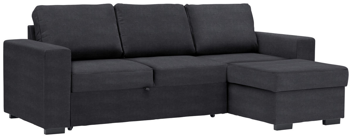 ECKSOFA Velours Anthrazit  - Anthrazit/Schwarz, Design, Kunststoff/Textil (244/157cm) - Carryhome