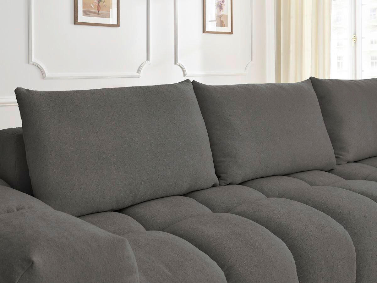 ECKSOFA Ottomane rechts  EVEREST Dunkelgrau Struktur  - Dunkelgrau/Schwarz, MODERN, Kunststoff/Textil (352/210cm) - Livetastic