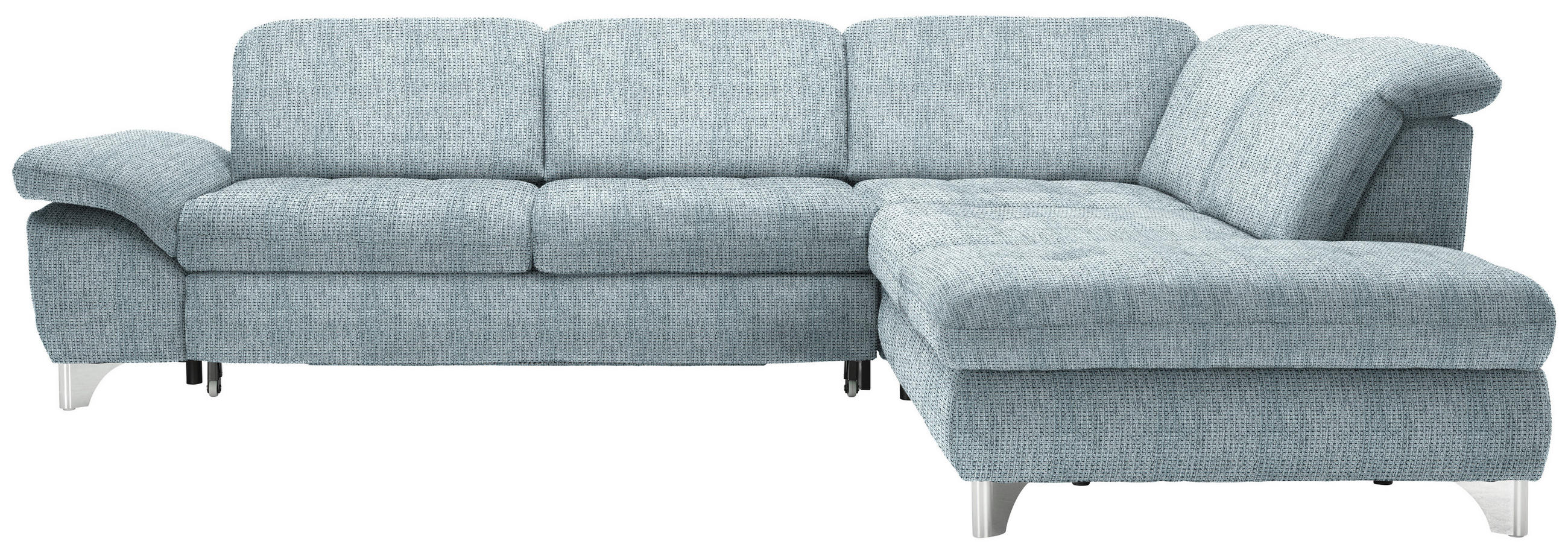 ECKSOFA Türkis Webstoff  - Türkis/Chromfarben, Design, Textil/Metall (319/260cm) - Beldomo Style