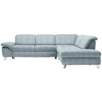 ECKSOFA in Webstoff Türkis  - Türkis/Chromfarben, Design, Textil/Metall (319/260cm) - Beldomo Style